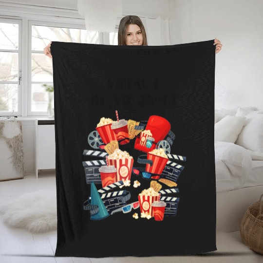 Popcorn Vintage Movie Night Fleece Blankets