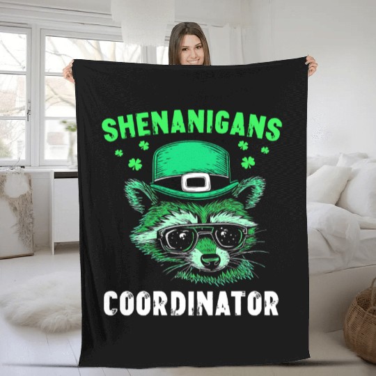 Shenanigans Coordinator Cute Raccoon Funny Fleece Blankets
