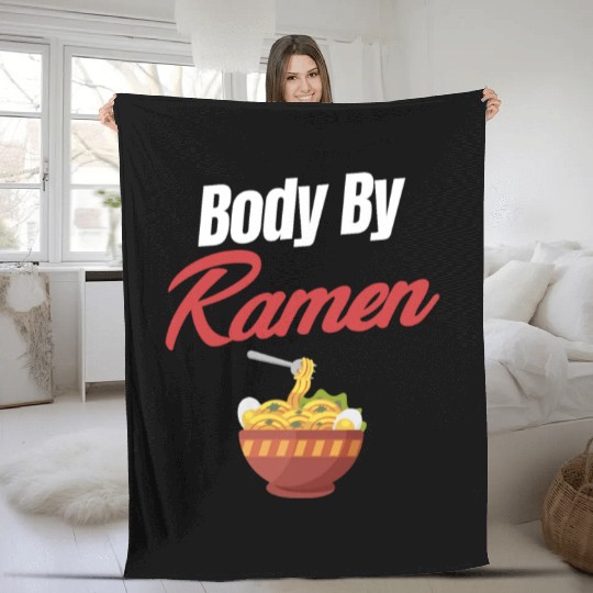 Body By Ramen Hot Bowl Asian Japanese Lover Anime Fleece Blankets