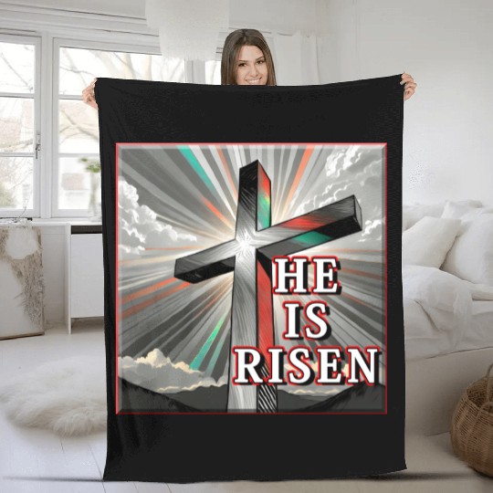 Cross, He is Risen - 2 Fleece Blankets