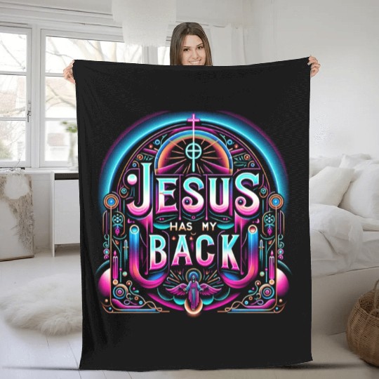 Jesus Has My Back 26 Fleece Blankets