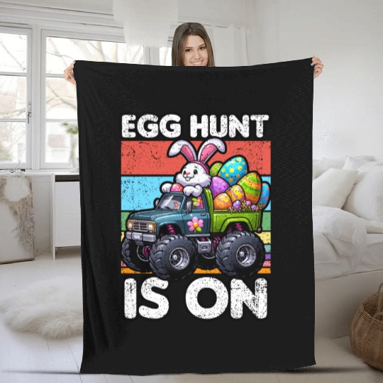 EGG HUNT IS ON EASTER Fleece Blankets