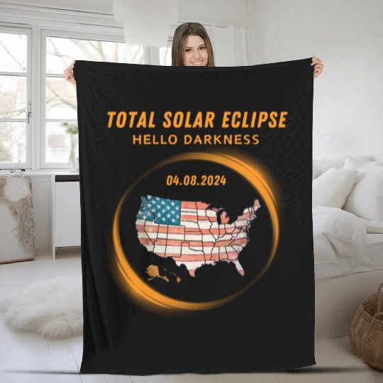 Total Solar Eclipse 2024 USA Fleece Blankets