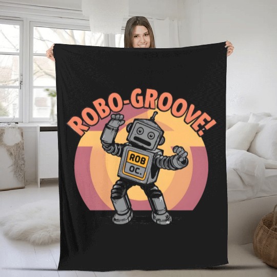Artwork - Robo-groove! Robot Dancing Digital Art Fleece Blankets
