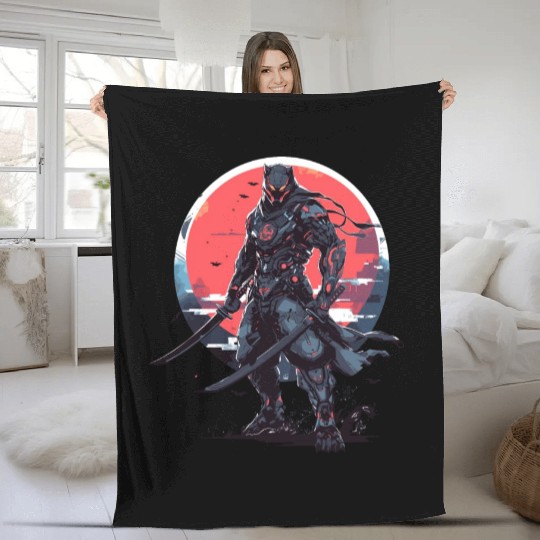 Anime Panther -Krieger Samurai Katana Fleece Blankets