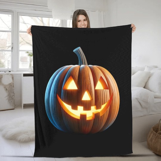 Jack o Lantern Pumpkin Fleece Blankets
