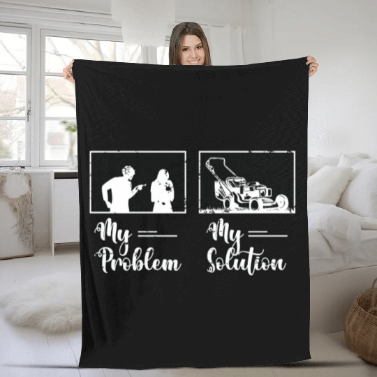 Mower My Problem My Solution Pictogram Mom Dad Fleece Blankets