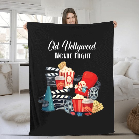 Popcorn Vintage Movie Night Fleece Blankets