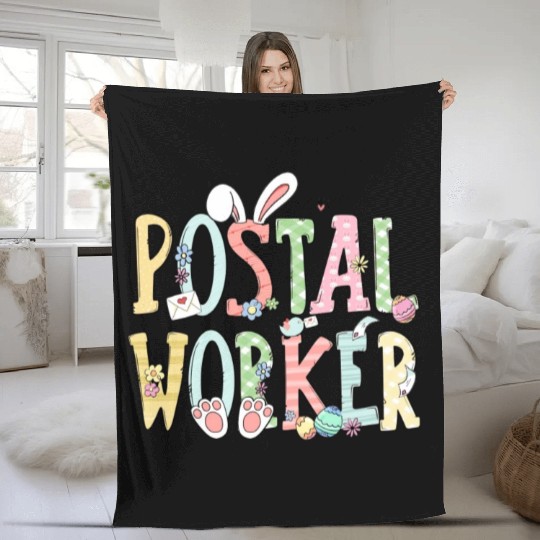Easter Postal Worker Bunny Egg Postal Worker Life Fleece Blankets