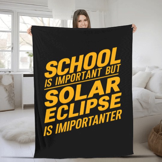 school is important but solar eclipse is important Fleece Blankets