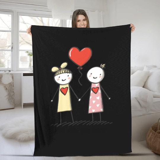 Stick Figure Lesbian Lovers Love Who You Want Fleece Blankets
