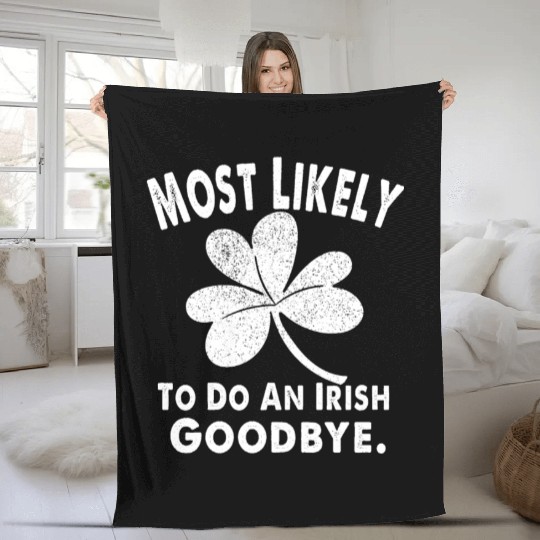Irish Goodbye Lucky Clover Design Fleece Blankets