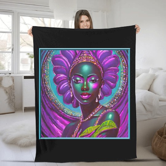 African Goddess Violet Nurturing Me - 1 Fleece Blankets