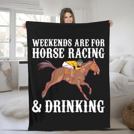 Funny Kentucky derby horse racing jockey Fleece Blankets