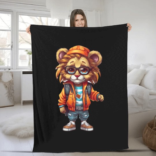 Cute Lion Cartoon Fleece Blankets