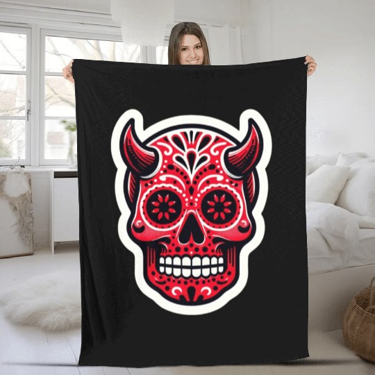 Adventurous Spirit: Daredevil Sugar Skull Fleece Blankets