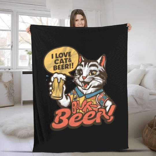 I Love Beer Fleece Blankets