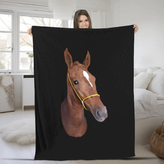Stylized Horse Head Fleece Blankets