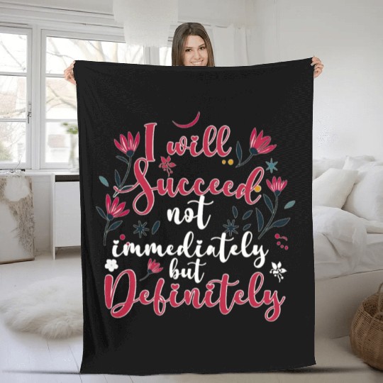 Success Affirmation Floral Motivational Mindset Po Fleece Blankets