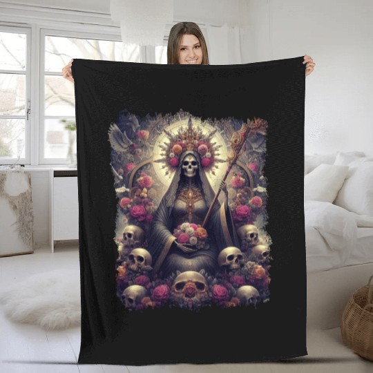 Santa Muerte Mexican Folk Culture Saint Fleece Blankets