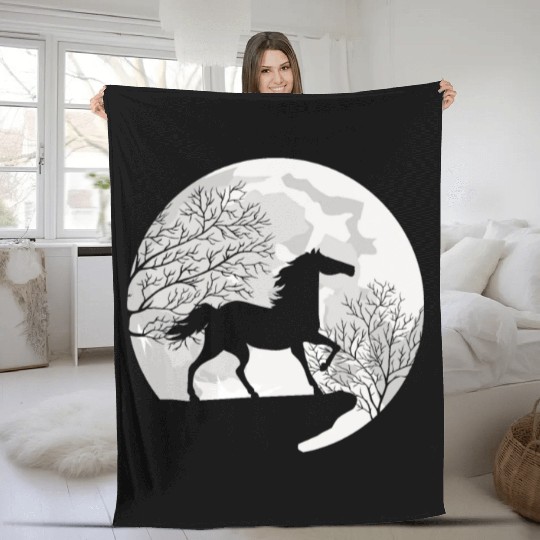 MOON HORSE DESIGN Fleece Blankets