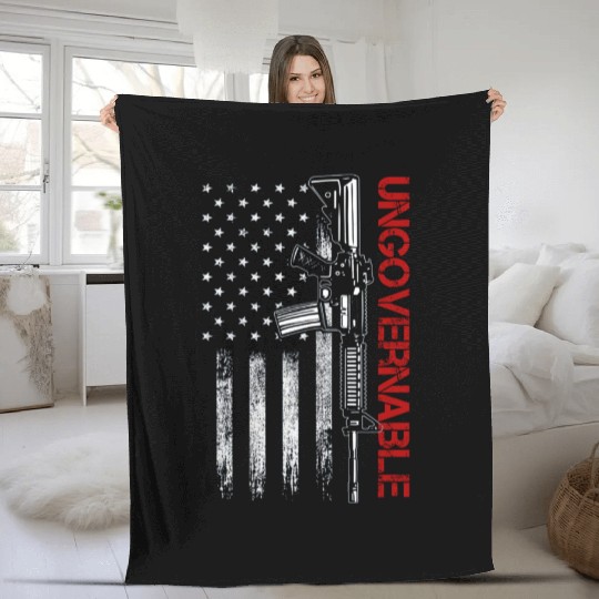 Ungovernable Become Ungovernable American USA FLag Fleece Blankets