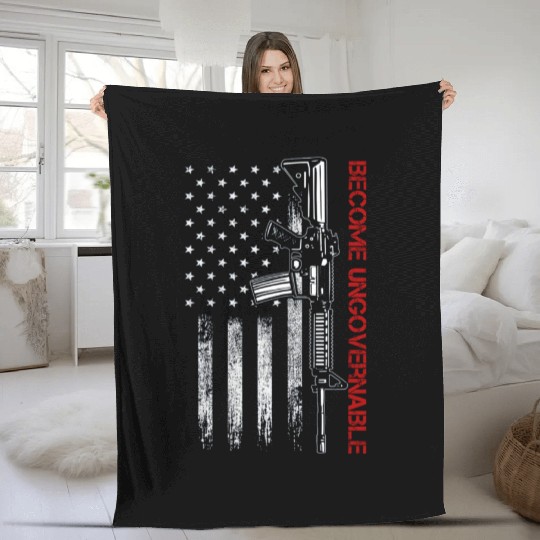 Become Ungovernable American USA Flag Fleece Blankets