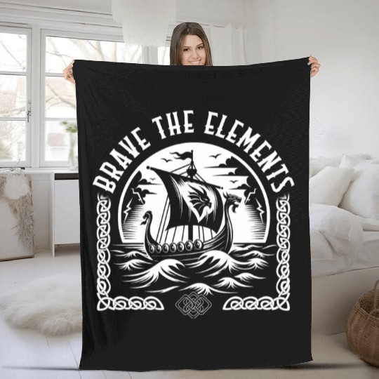 Viking Fleece Blankets, Brave The Elements Dragon Ship