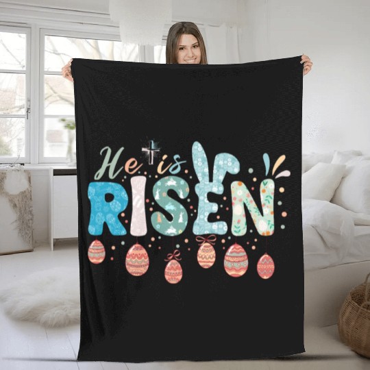 He Is Risen Easter Celebration Theme Fleece Blankets