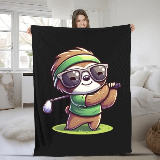 Sloth Golfer Golf Course Owner Fleece Blankets