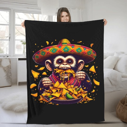 Cinco de Mayo Monkey Fleece Blankets