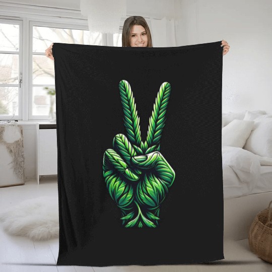 Hemp Legalization Peace Sign Fleece Blankets