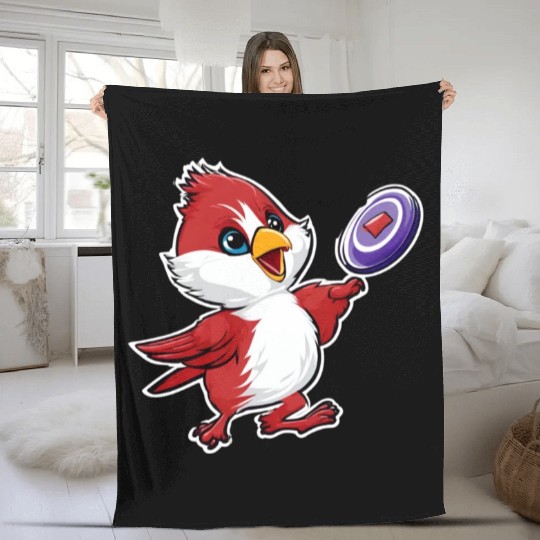 Cardinal Frisbee Fun: Vibrant Cardinal Design for Fleece Blankets