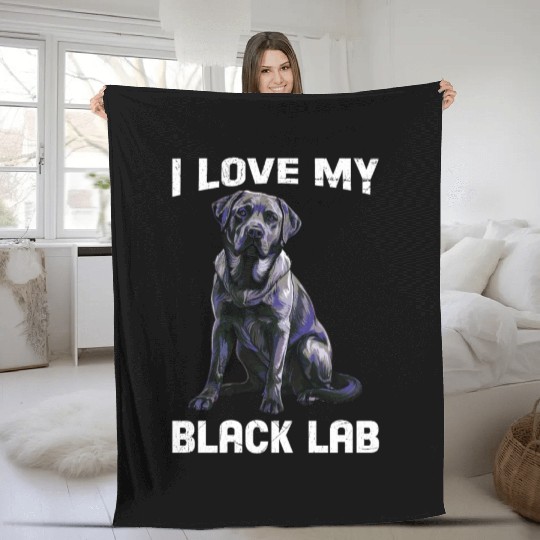 Labrador Lover I LOVE MY BLACK LAB Black Fleece Blankets