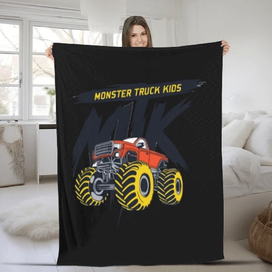 monster trucks kids Fleece Blankets