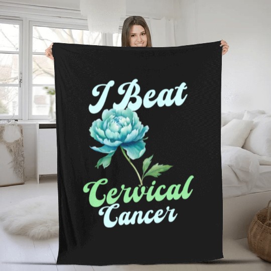 Cervical Cancer Awareness I Beat Cervical Cancer Fleece Blankets