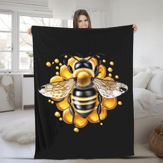 Bee and honeycomb Fleece Blankets