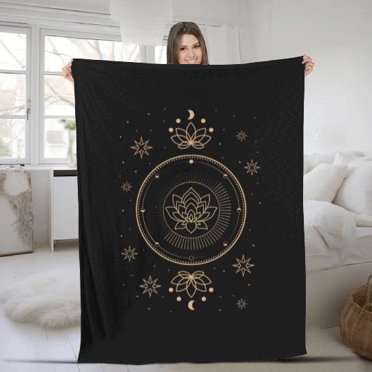 Celestial Flower Lotus Harmony Fleece Blankets