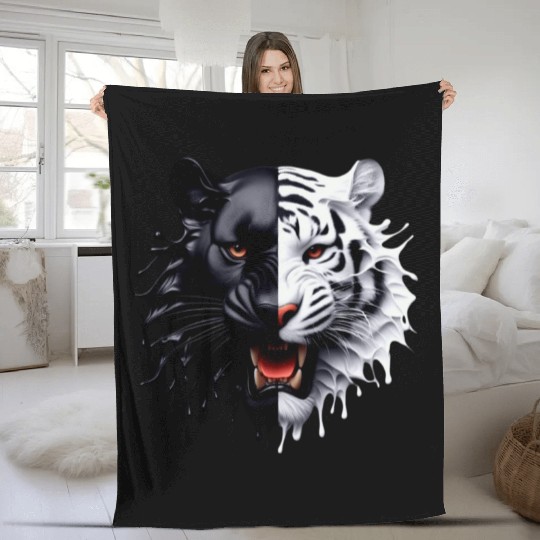 3D realistic black panther & Leopart Design Fleece Blankets