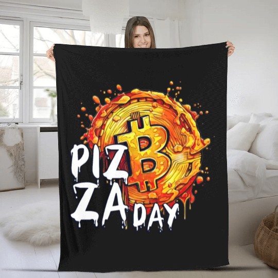 Bitcoin Pizza Day May 22nd Funny Crypto Currency C Fleece Blankets