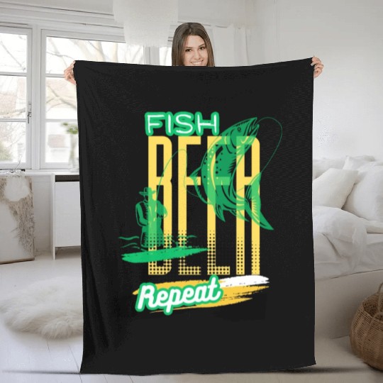 Fish, Beer, Repeat Fleece Blankets
