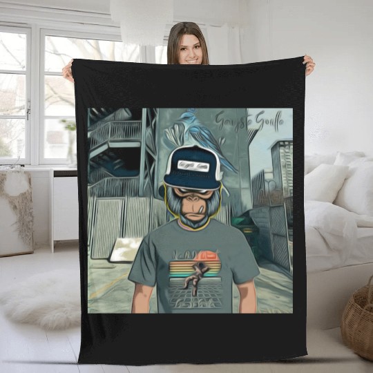 Gangsta Gorilla-Silverback Swanson Gorilla Wear Fleece Blankets