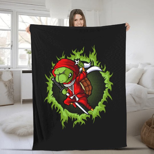 The Fighter Ninja Turtle Fleece Blankets