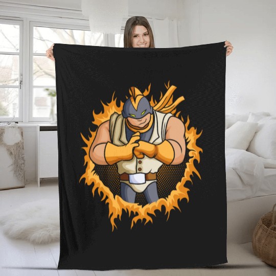 The Warrior With Halftone Background Fleece Blankets