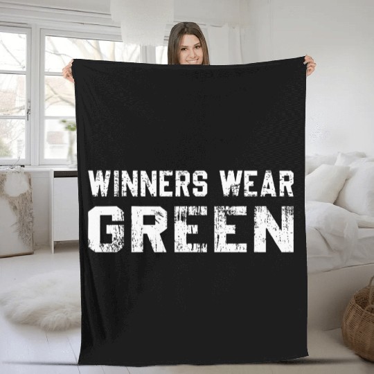 Winners Wear Green Team Spirit Game Competition Fleece Blankets