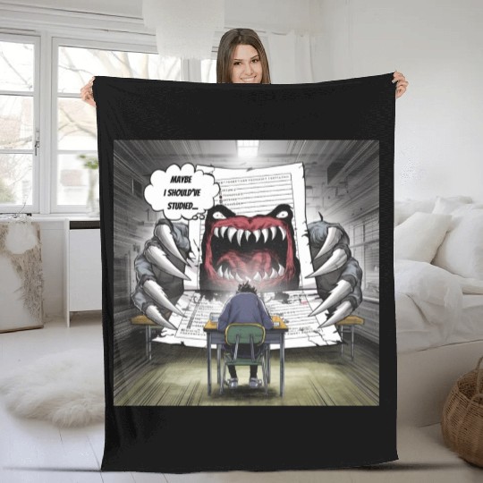 Test Anxiety Student vs Exam Monster Exam Struggle Fleece Blankets