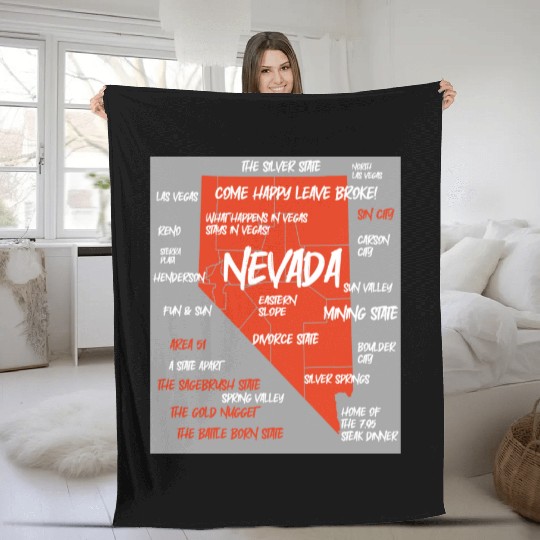 Nevada map design Fleece Blankets