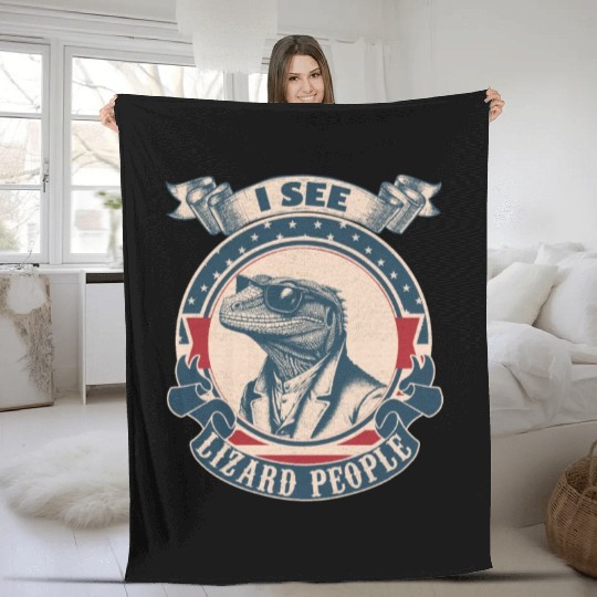 I see lizard people vintage Fleece Blankets