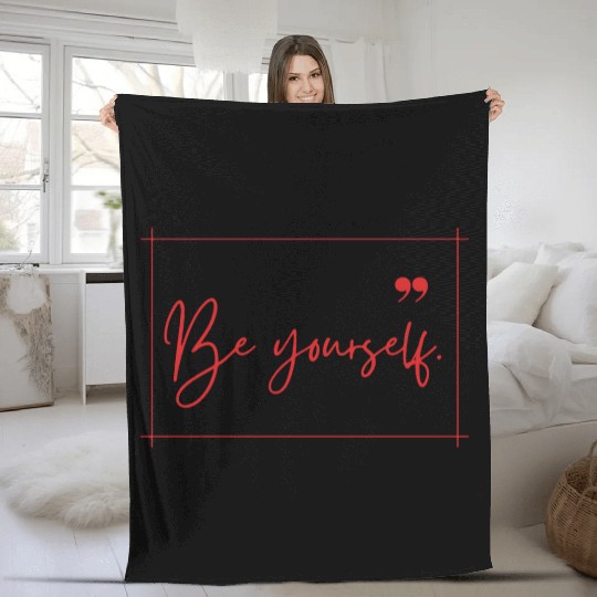 Be yourself typography minimal Fleece Blankets design