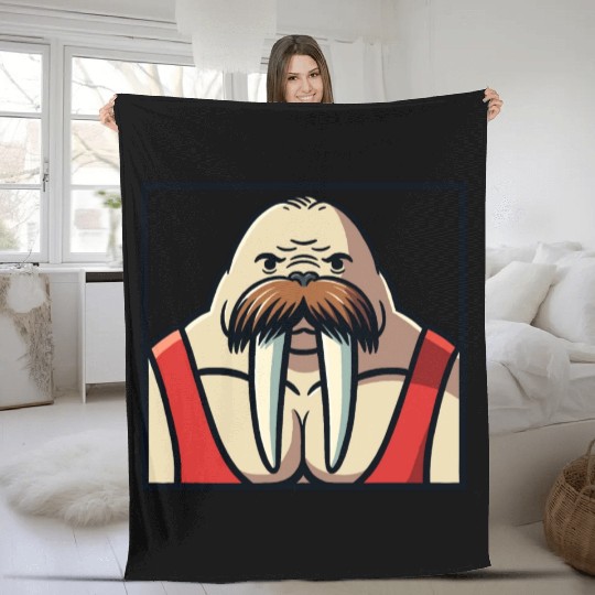 Walrus Wrestler Fleece Blankets